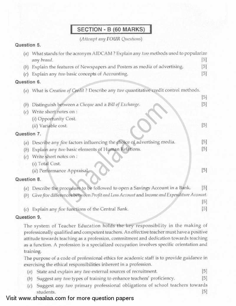 Commercial Applications 2009-2010 ICSE Class 10  - CISCE (Council for the Indian School Certificate Examinations) question paper with PDF download