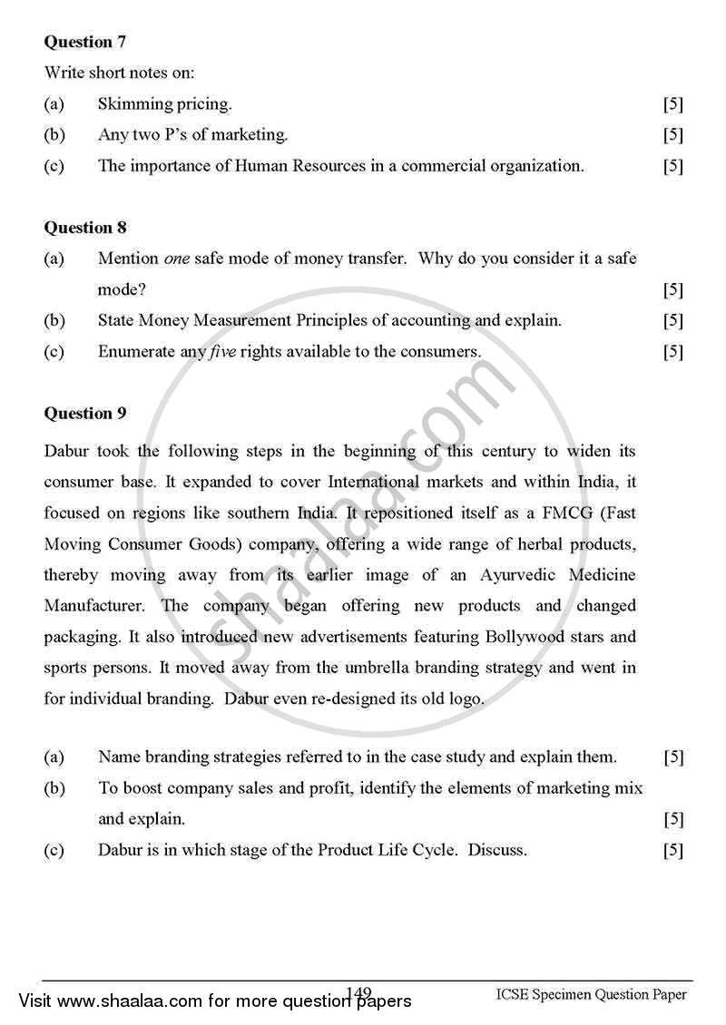 Commercial Applications 2012-2013 ICSE Class 10  - CISCE (Council for the Indian School Certificate Examinations) question paper with PDF download