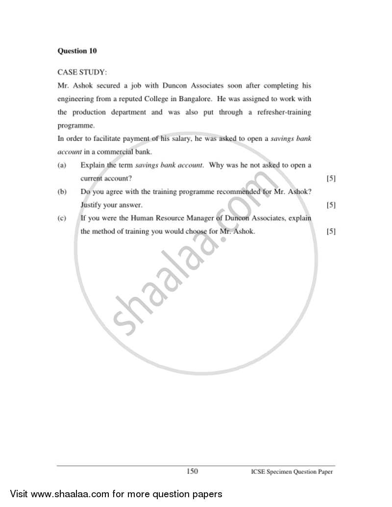 Commercial Applications 2016-2017 ICSE Class 10  - CISCE (Council for the Indian School Certificate Examinations) question paper with PDF download