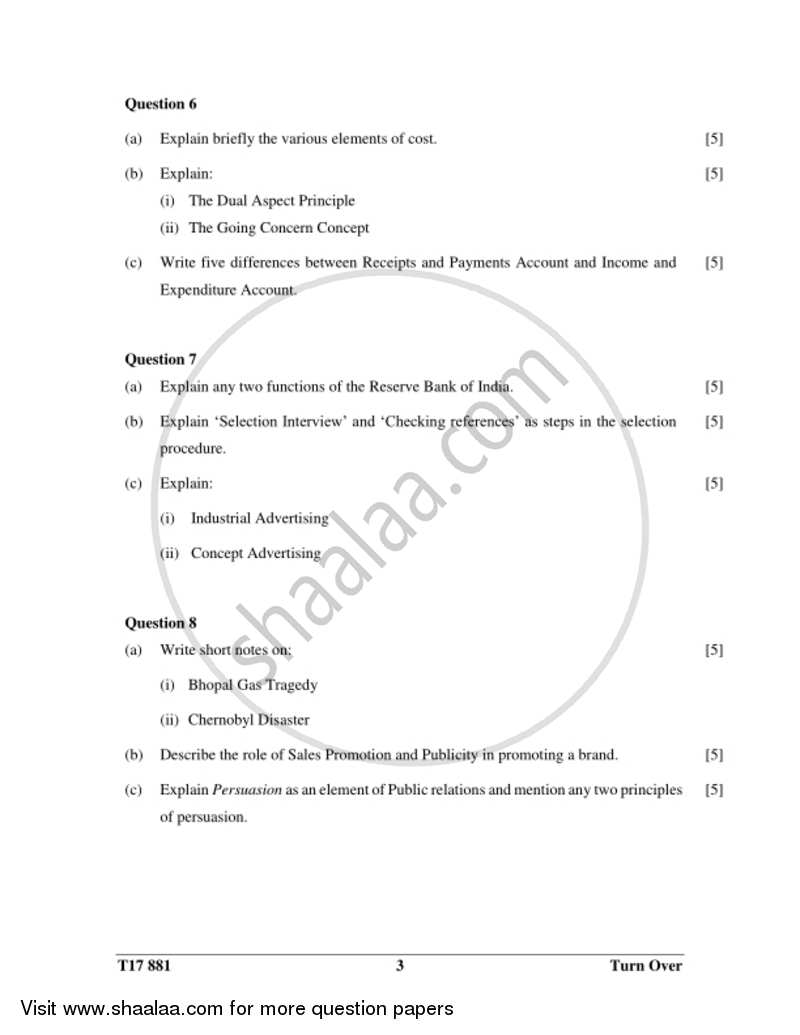 Commercial Applications 2016-2017 ICSE Class 10  - CISCE (Council for the Indian School Certificate Examinations) question paper with PDF download