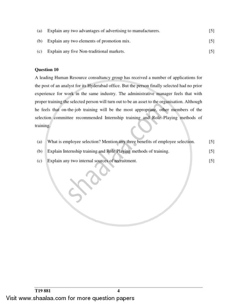Commercial Applications 2018-2019 ICSE Class 10  - CISCE (Council for the Indian School Certificate Examinations) question paper with PDF download