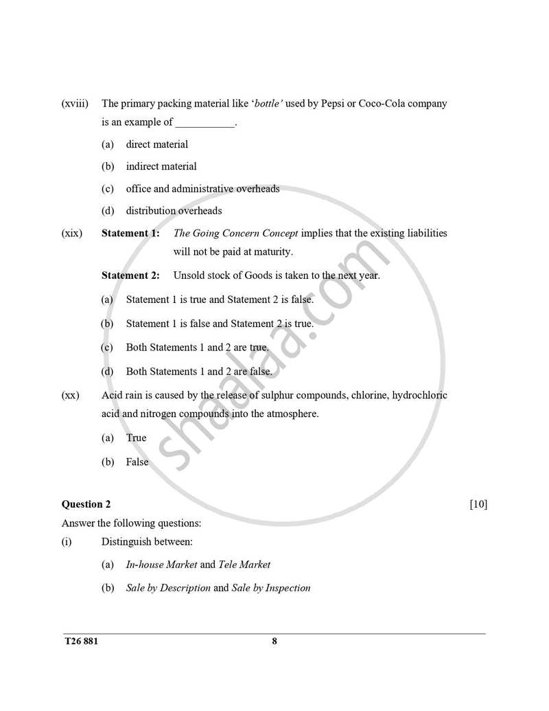 Commercial Applications 2025-2026 ICSE Class 10 - CISCE (Council for the Indian School Certificate Examinations) question paper with PDF download