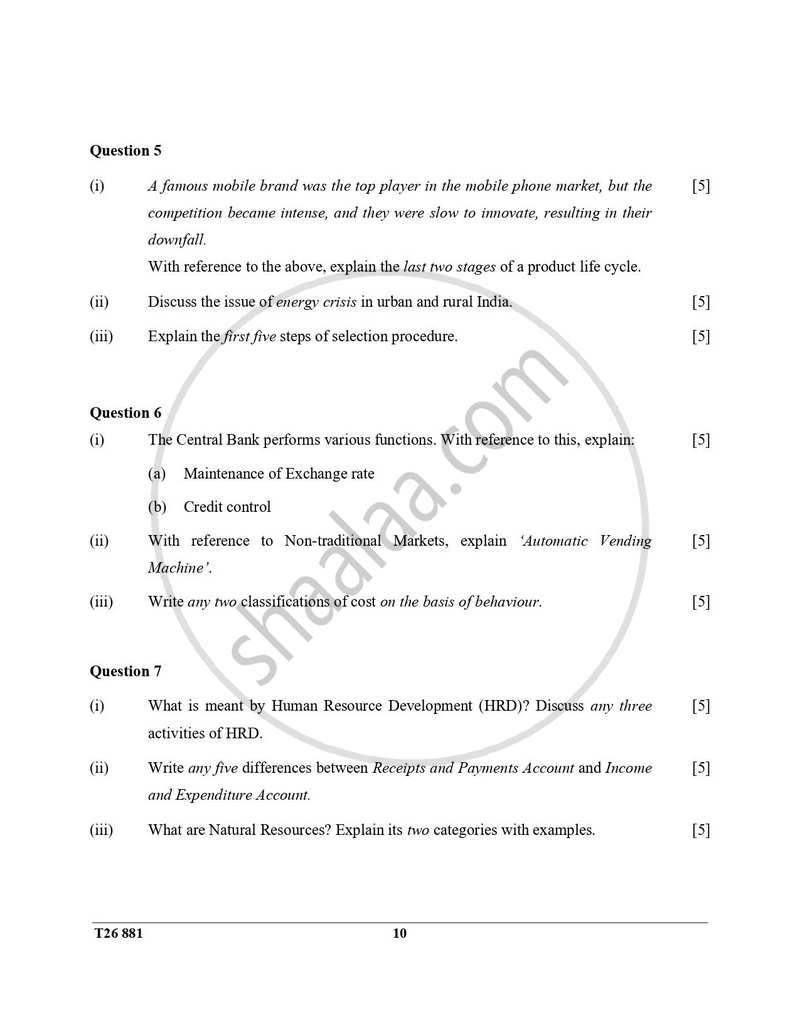 Commercial Applications 2025-2026 ICSE Class 10 - CISCE (Council for the Indian School Certificate Examinations) question paper with PDF download