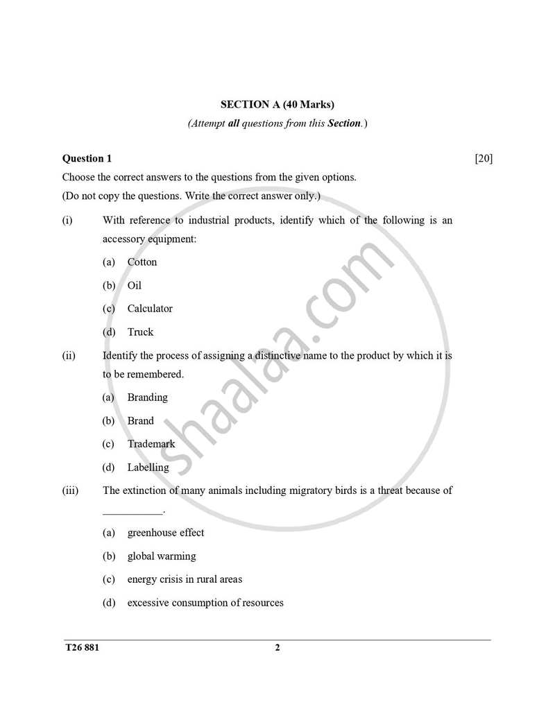Commercial Applications 2025-2026 ICSE Class 10 - CISCE (Council for the Indian School Certificate Examinations) question paper with PDF download
