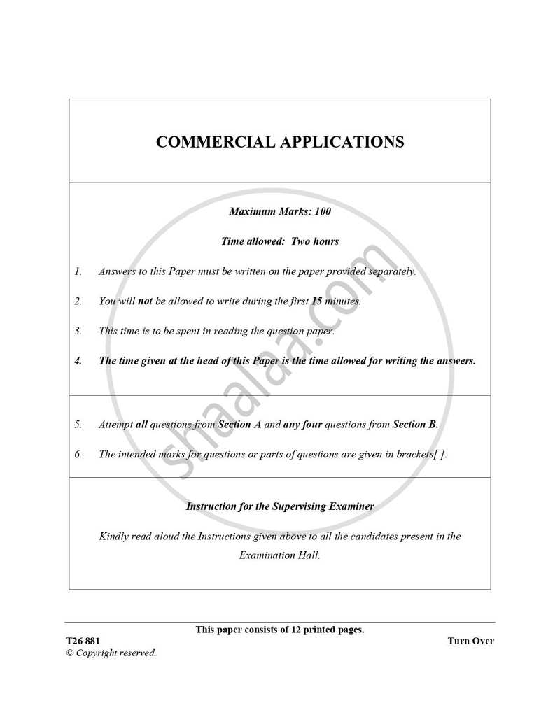 Commercial Applications 2025-2026 ICSE Class 10 - CISCE (Council for the Indian School Certificate Examinations) question paper with PDF download