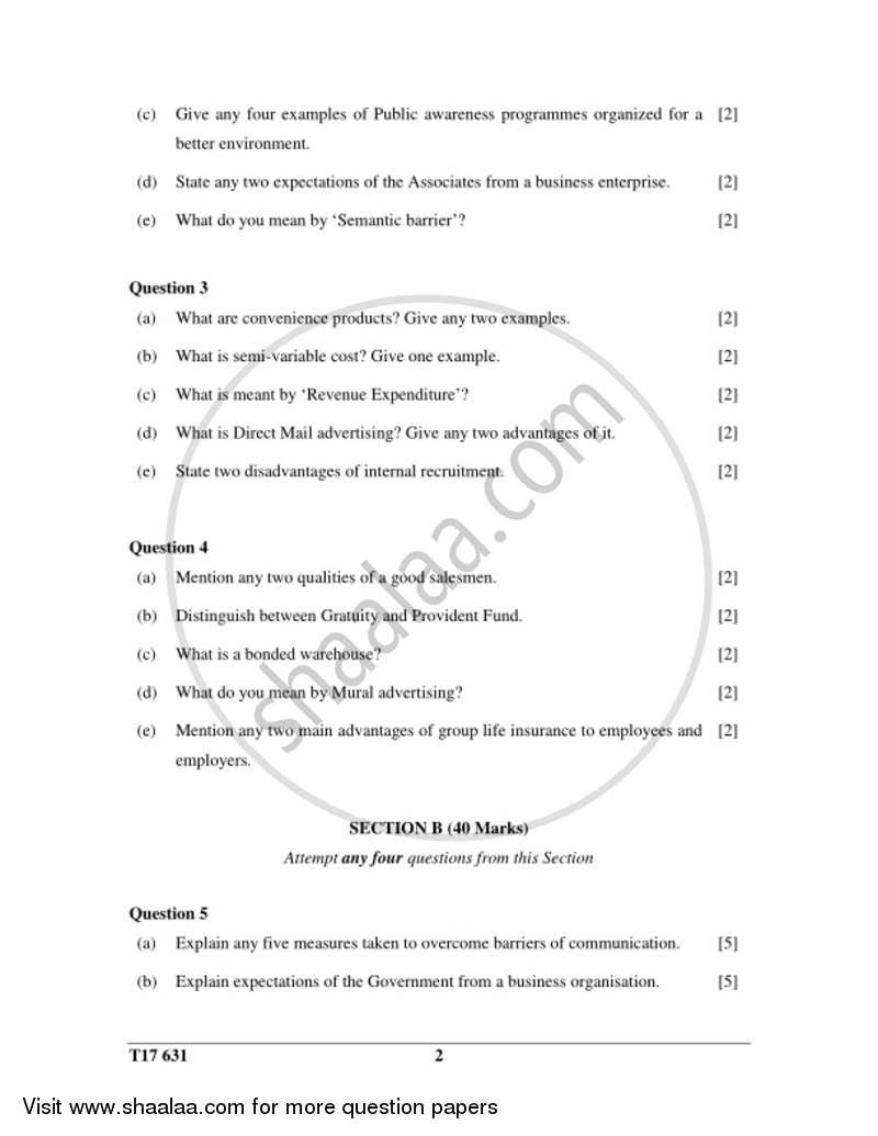 Commercial Studies 2016-2017 ICSE Class 10  - CISCE (Council for the Indian School Certificate Examinations) question paper with PDF download