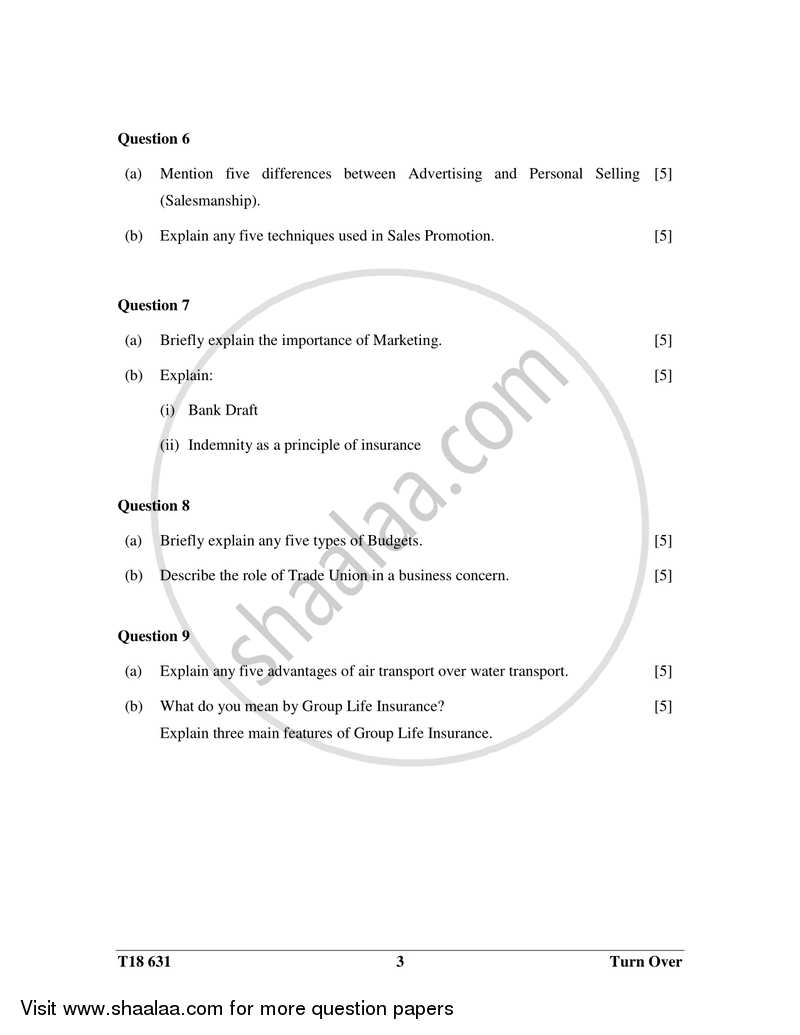 Commercial Studies 2017-2018 ICSE Class 10  - CISCE (Council for the Indian School Certificate Examinations) question paper with PDF download