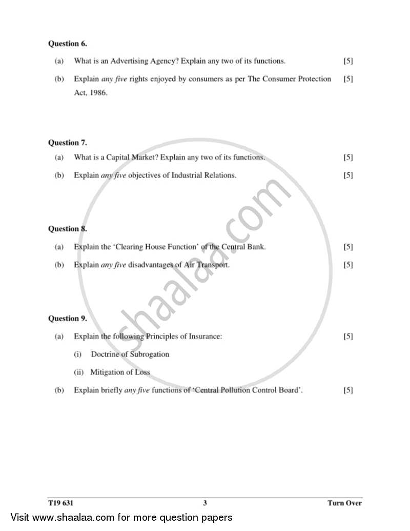 Commercial Studies 2018-2019 ICSE Class 10  - CISCE (Council for the Indian School Certificate Examinations) question paper with PDF download