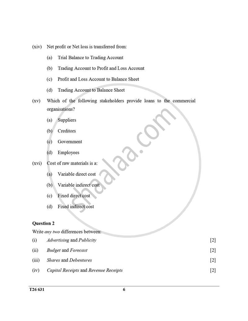 Commercial Studies 2025-2026 ICSE Class 10 - CISCE (Council for the Indian School Certificate Examinations) question paper with PDF download