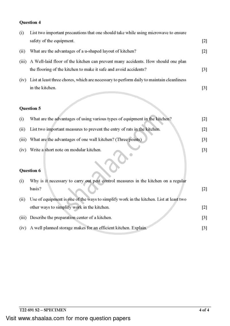 Cookery 2021-2022 ICSE Class 10  - CISCE (Council for the Indian School Certificate Examinations) question paper with PDF download