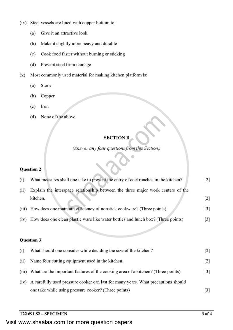 Cookery 2021-2022 ICSE Class 10  - CISCE (Council for the Indian School Certificate Examinations) question paper with PDF download