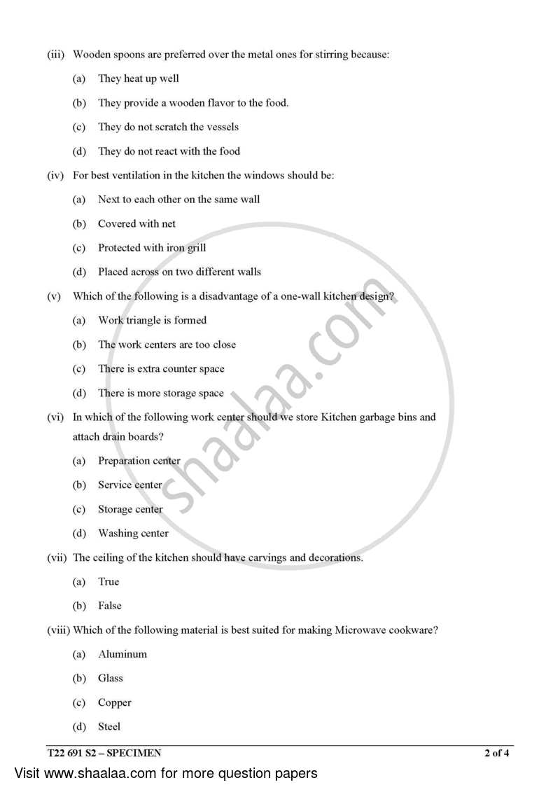 Cookery 2021-2022 ICSE Class 10  - CISCE (Council for the Indian School Certificate Examinations) question paper with PDF download
