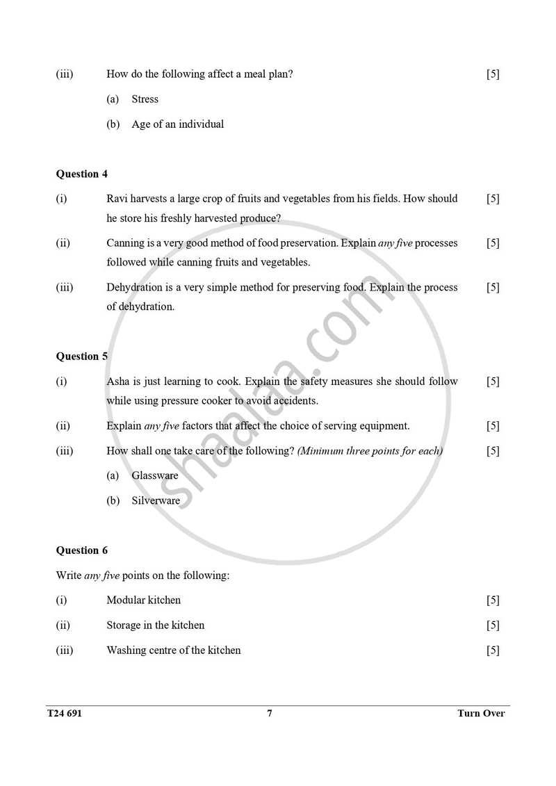 Cookery 2023-2024 ICSE Class 10 - CISCE (Council for the Indian School Certificate Examinations) question paper with PDF download