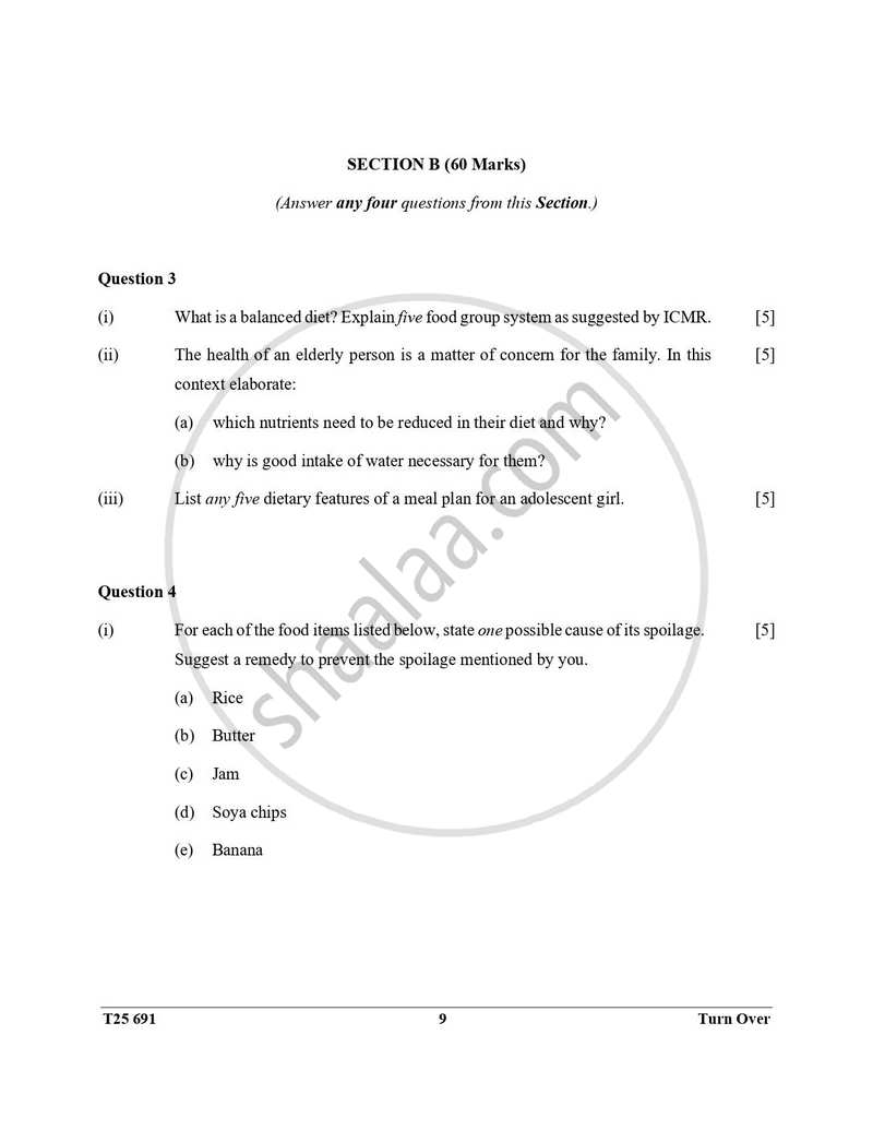 Cookery 2024-2025 ICSE Class 10  - CISCE (Council for the Indian School Certificate Examinations) question paper with PDF download