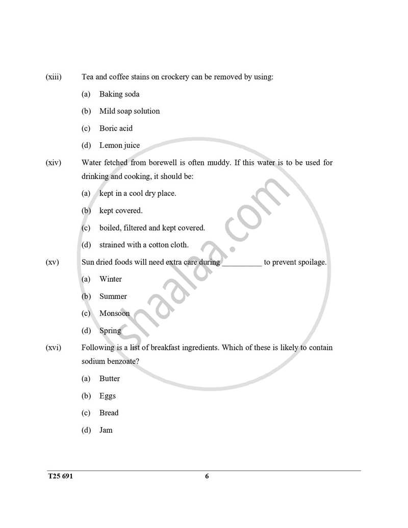 Cookery 2024-2025 ICSE Class 10  - CISCE (Council for the Indian School Certificate Examinations) question paper with PDF download