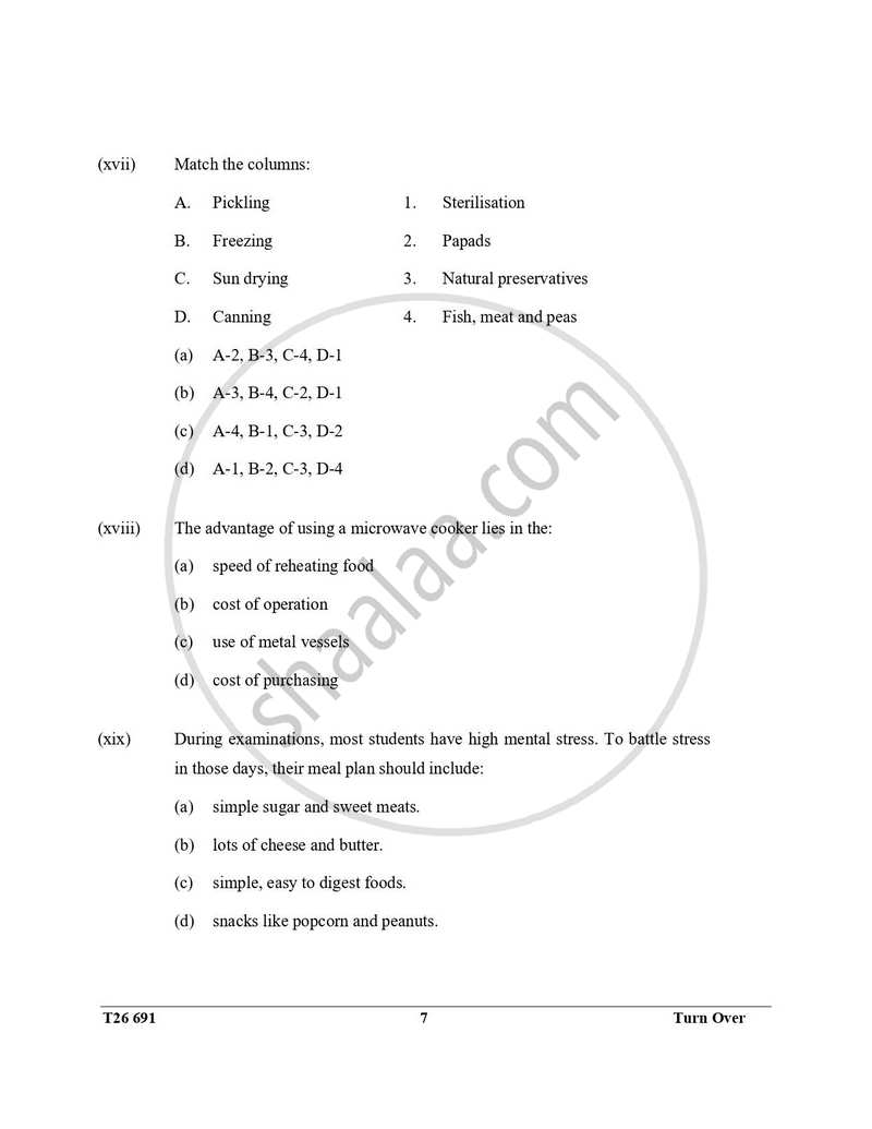 Cookery 2025-2026 ICSE Class 10 - CISCE (Council for the Indian School Certificate Examinations) question paper with PDF download