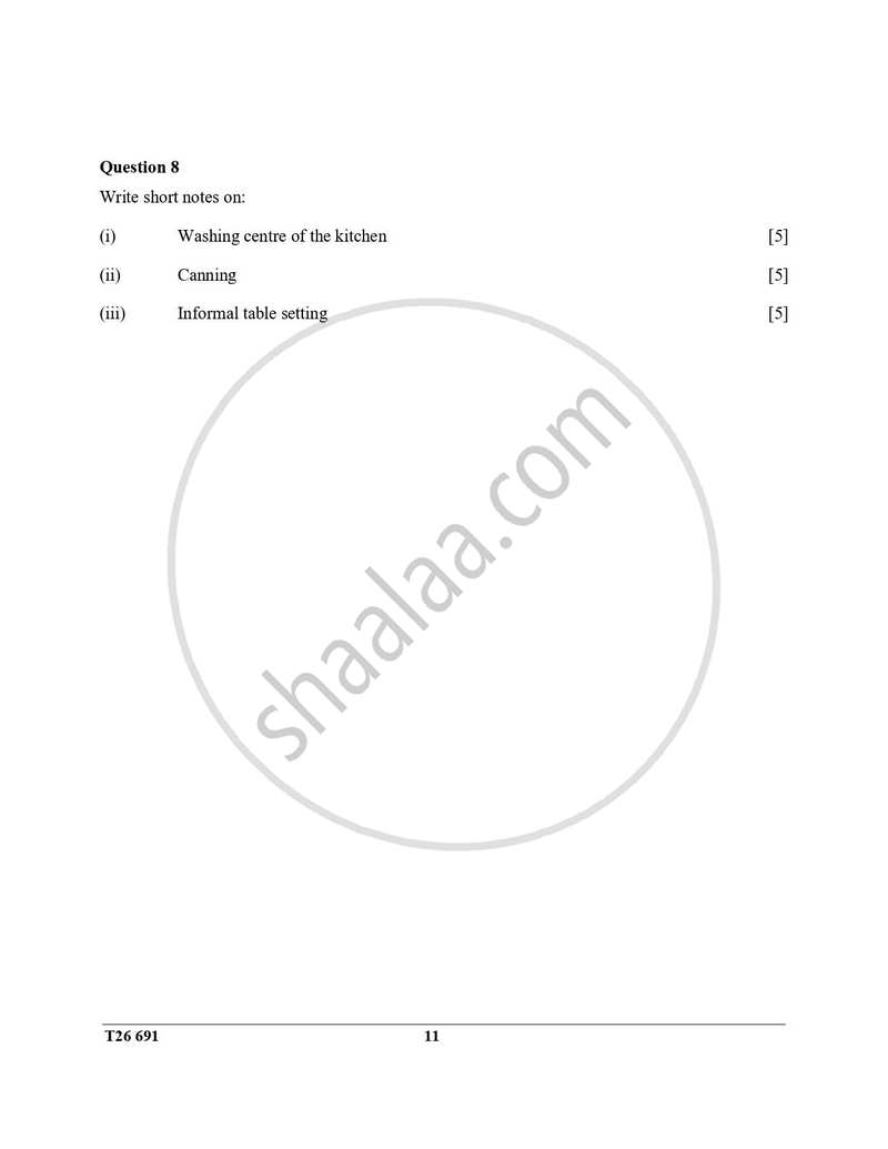 Cookery 2025-2026 ICSE Class 10 - CISCE (Council for the Indian School Certificate Examinations) question paper with PDF download