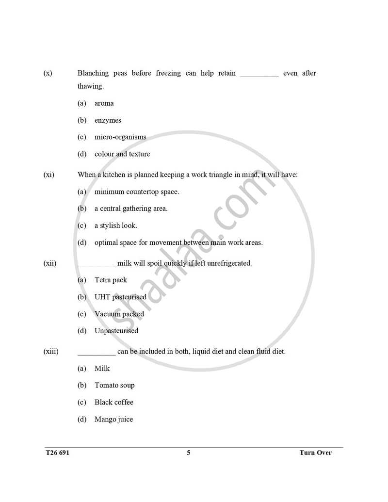 Cookery 2025-2026 ICSE Class 10 - CISCE (Council for the Indian School Certificate Examinations) question paper with PDF download