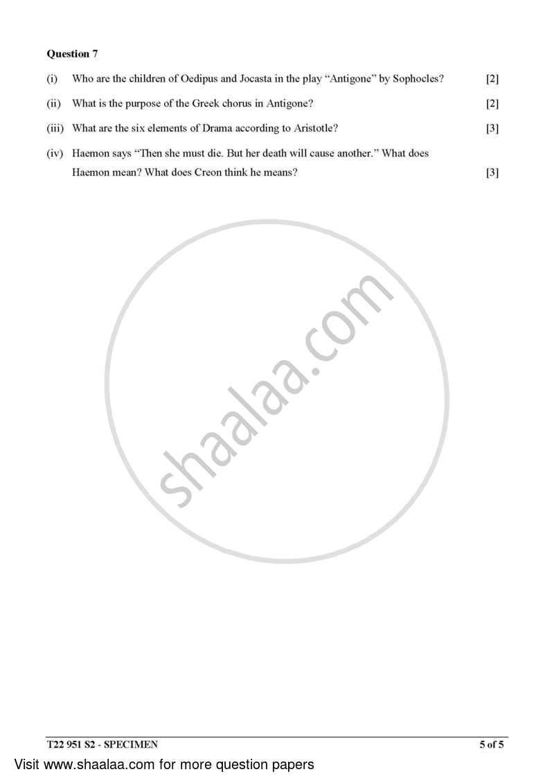 Drama 2021-2022 ICSE Class 10  - CISCE (Council for the Indian School Certificate Examinations) question paper with PDF download