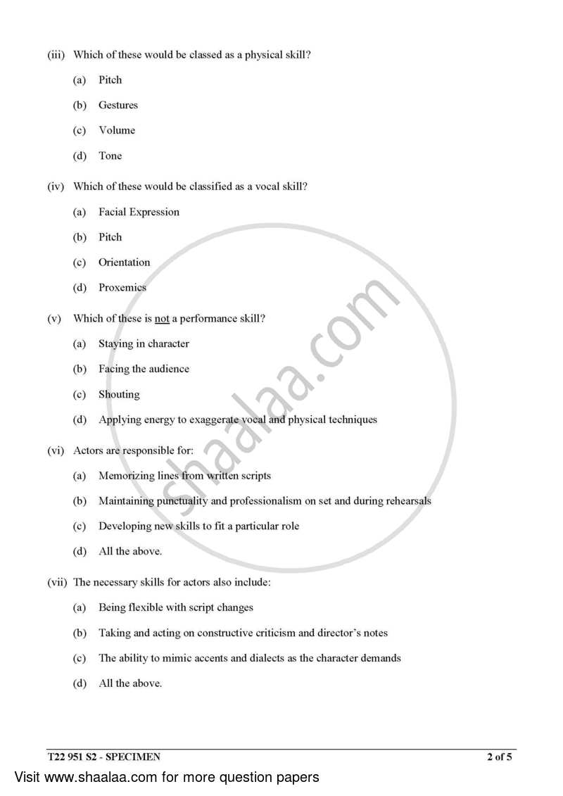 Drama 2021-2022 ICSE Class 10  - CISCE (Council for the Indian School Certificate Examinations) question paper with PDF download