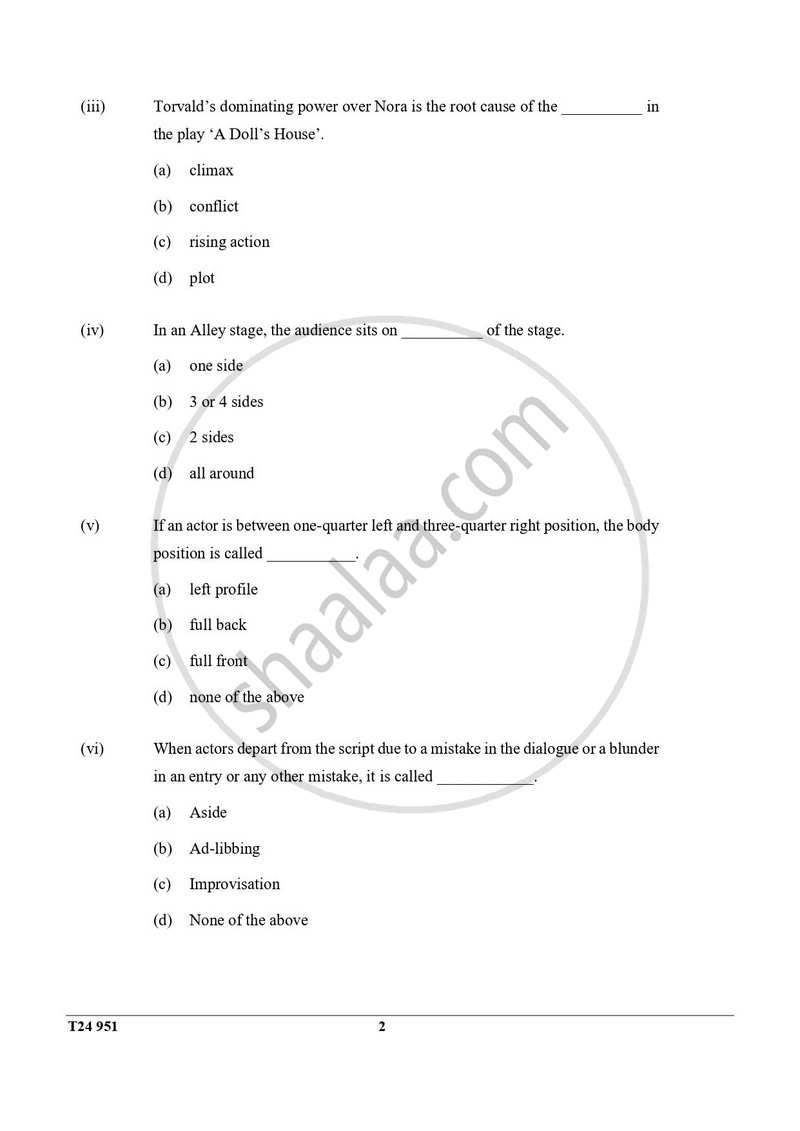 Drama 2023-2024 ICSE Class 10  - CISCE (Council for the Indian School Certificate Examinations) question paper with PDF download