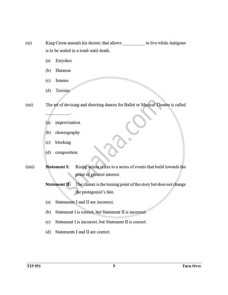 Drama 2024-2025 ICSE Class 10  - CISCE (Council for the Indian School Certificate Examinations) question paper with PDF download