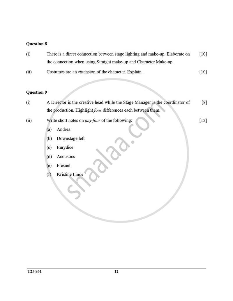 Drama 2024-2025 ICSE Class 10  - CISCE (Council for the Indian School Certificate Examinations) question paper with PDF download
