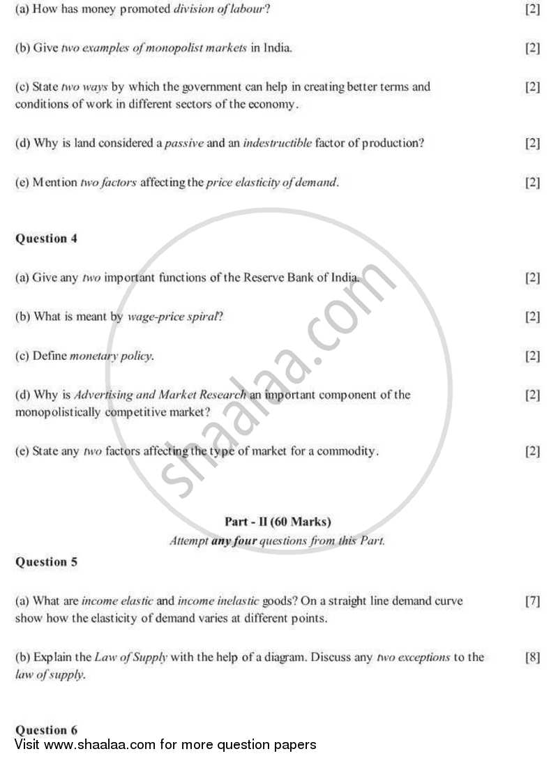 Economic Applications 2005-2006 ICSE Class 10  - CISCE (Council for the Indian School Certificate Examinations) question paper with PDF download