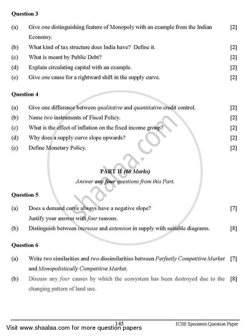 Economic Applications 2012-2013 ICSE Class 10  - CISCE (Council for the Indian School Certificate Examinations) question paper with PDF download