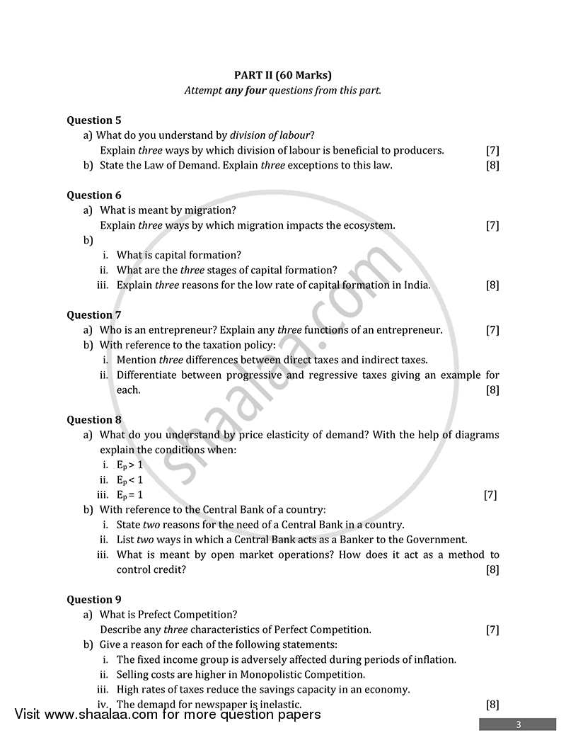 Economic Applications 2014-2015 ICSE Class 10  - CISCE (Council for the Indian School Certificate Examinations) question paper with PDF download