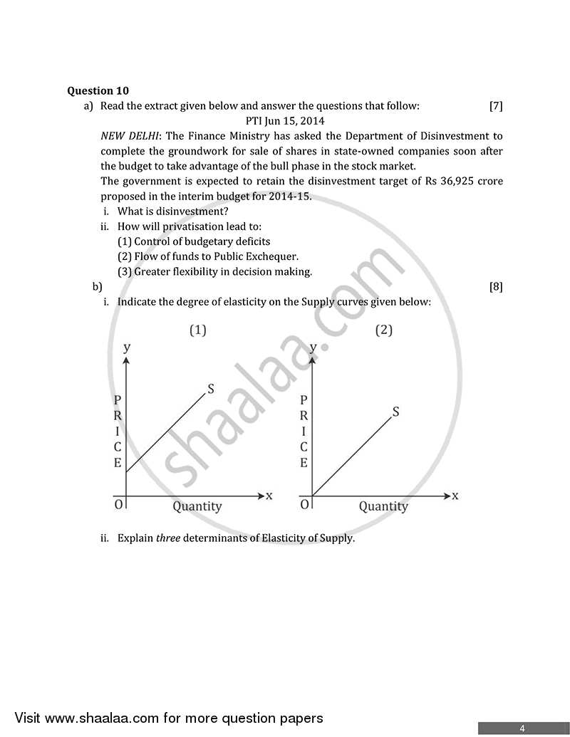 Economic Applications 2014-2015 ICSE Class 10  - CISCE (Council for the Indian School Certificate Examinations) question paper with PDF download