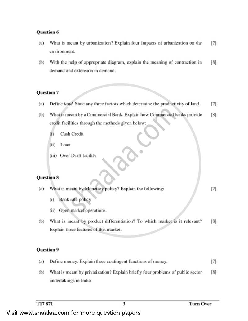 Economic Applications 2016-2017 ICSE Class 10  - CISCE (Council for the Indian School Certificate Examinations) question paper with PDF download