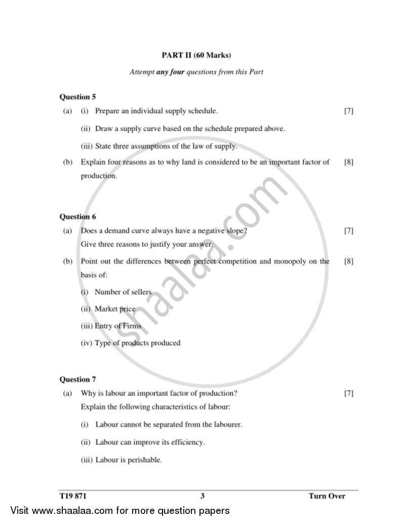 Economic Applications 2018-2019 ICSE Class 10  - CISCE (Council for the Indian School Certificate Examinations) question paper with PDF download