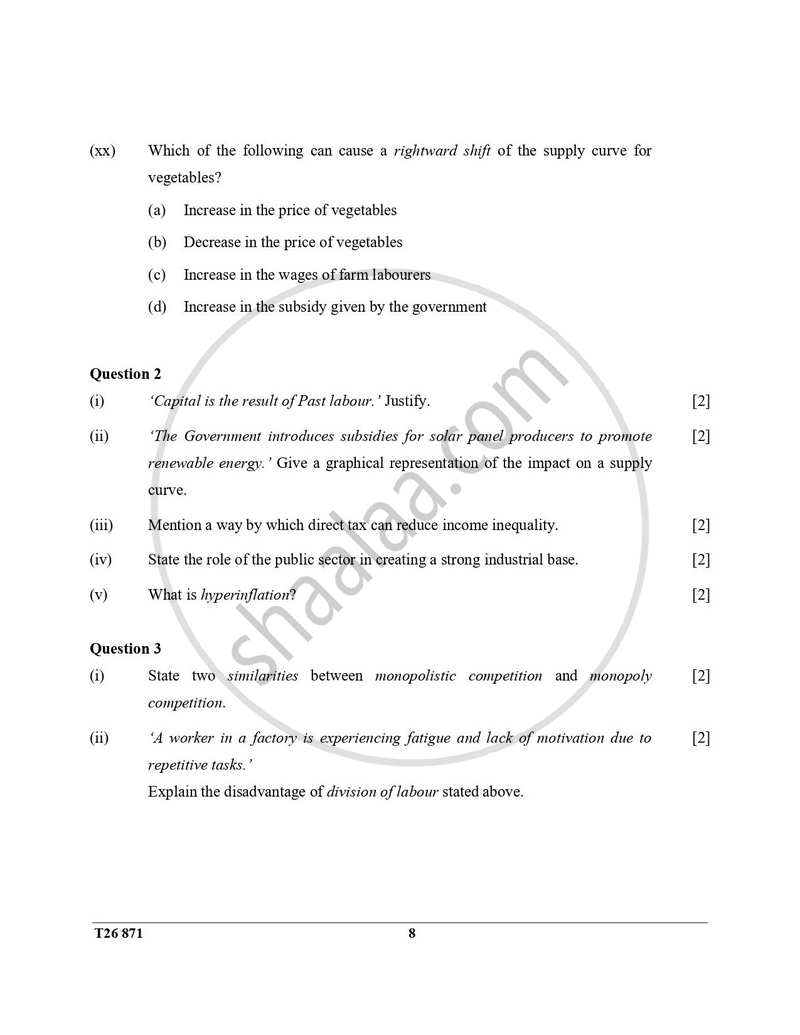Economic Applications 2025-2026 ICSE Class 10 - CISCE (Council for the Indian School Certificate Examinations) question paper with PDF download