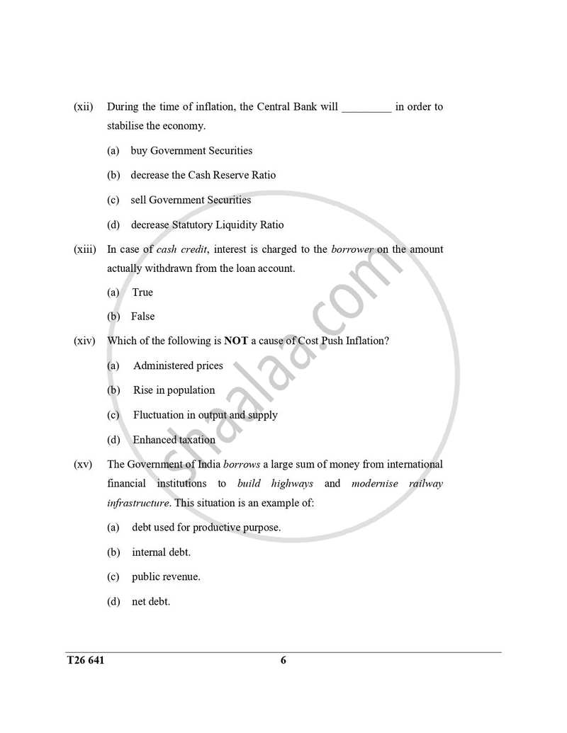 Economics 2025-2026 ICSE Class 10 - CISCE (Council for the Indian School Certificate Examinations) question paper with PDF download