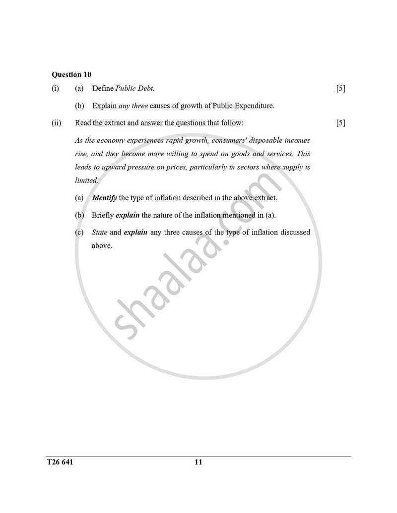 Economics 2025-2026 ICSE Class 10 - CISCE (Council for the Indian School Certificate Examinations) question paper with PDF download