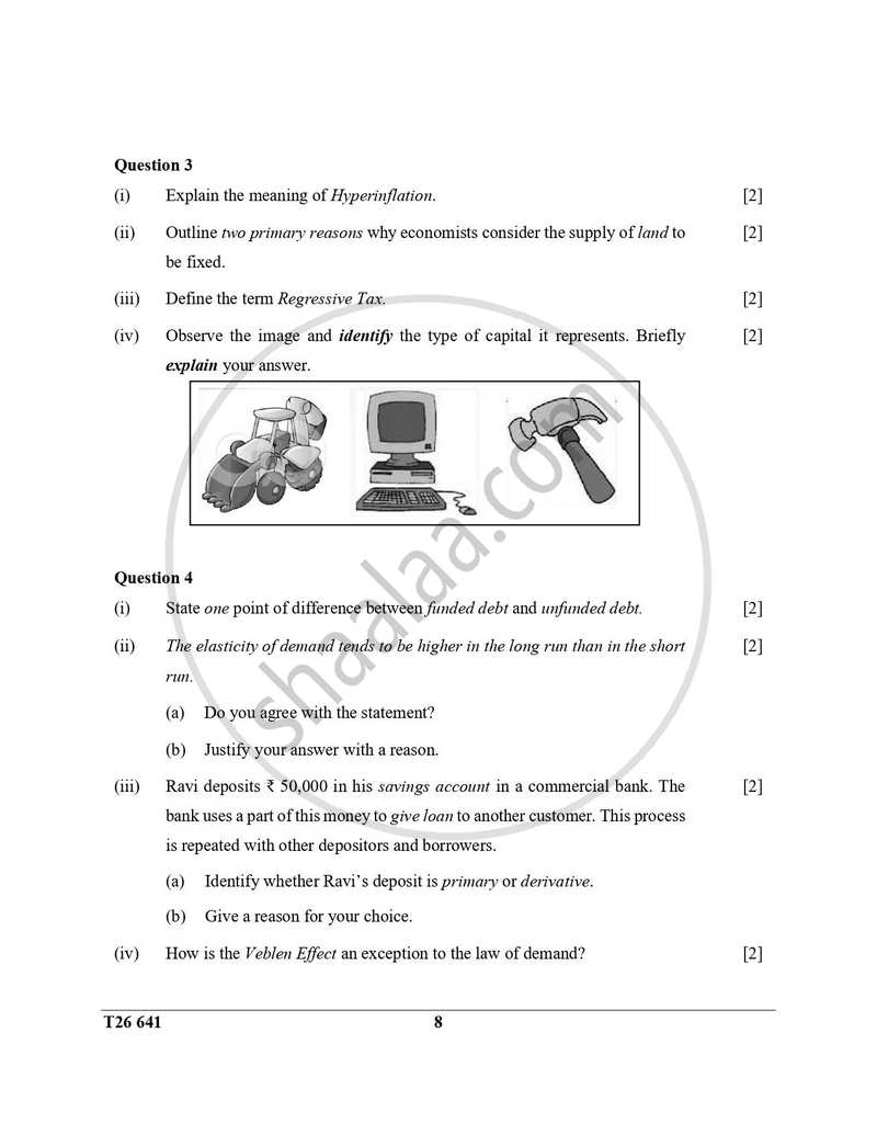 Economics 2025-2026 ICSE Class 10 - CISCE (Council for the Indian School Certificate Examinations) question paper with PDF download
