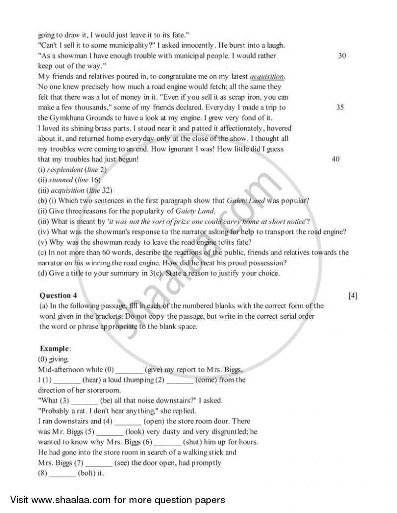 English 1 (English Language) 2005-2006 ICSE Class 10  - CISCE (Council for the Indian School Certificate Examinations) question paper with PDF download