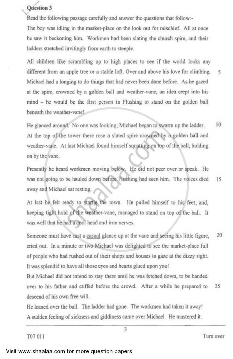 English 1 (English Language) 2006-2007 ICSE Class 10  - CISCE (Council for the Indian School Certificate Examinations) question paper with PDF download