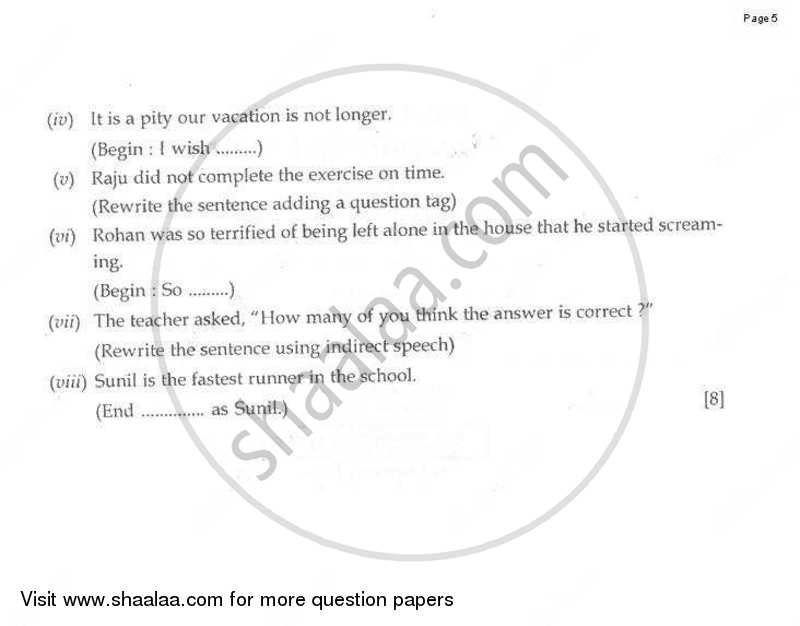 English 1 (English Language) 2009-2010 ICSE Class 10  - CISCE (Council for the Indian School Certificate Examinations) question paper with PDF download