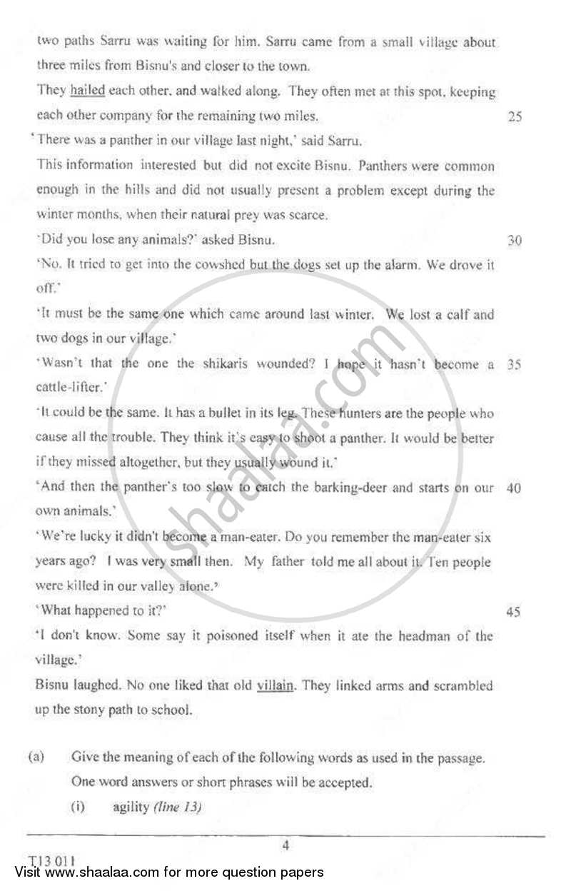 English 1 (English Language) 2012-2013 ICSE Class 10  - CISCE (Council for the Indian School Certificate Examinations) question paper with PDF download