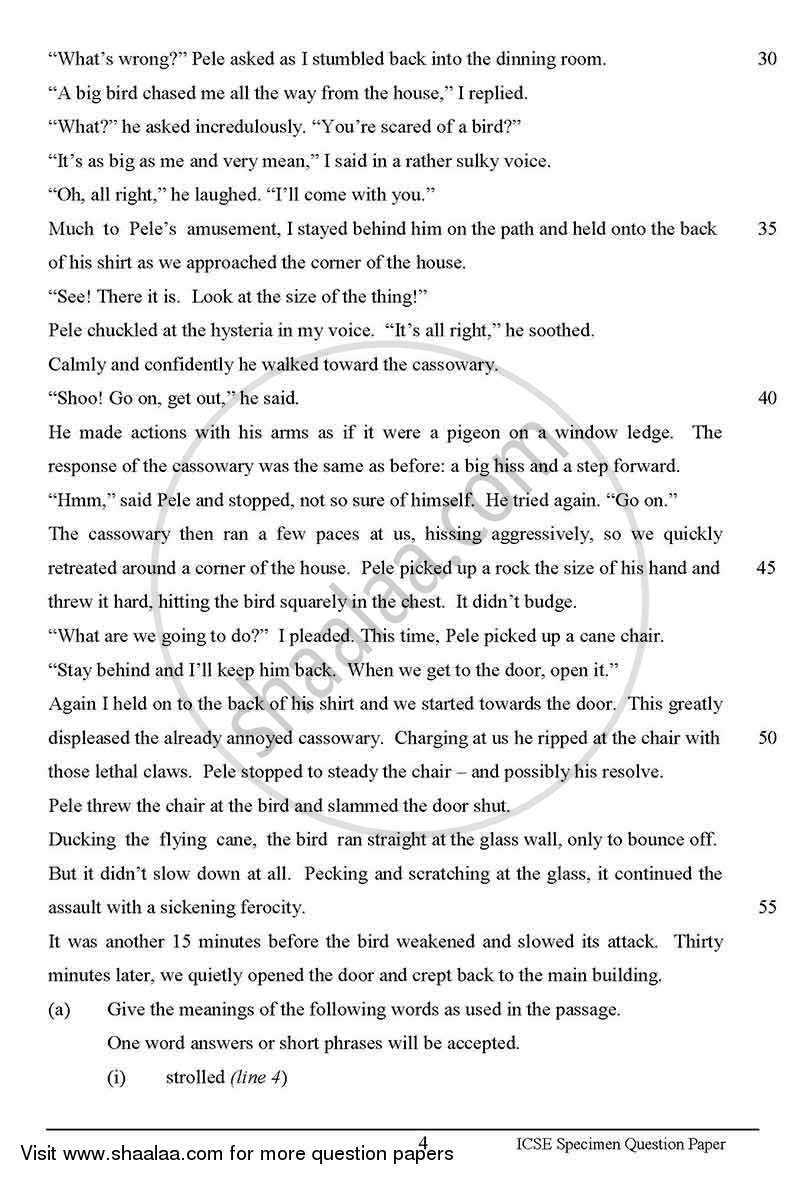 English 1 (English Language) 2012-2013 ICSE Class 10  - CISCE (Council for the Indian School Certificate Examinations) question paper with PDF download