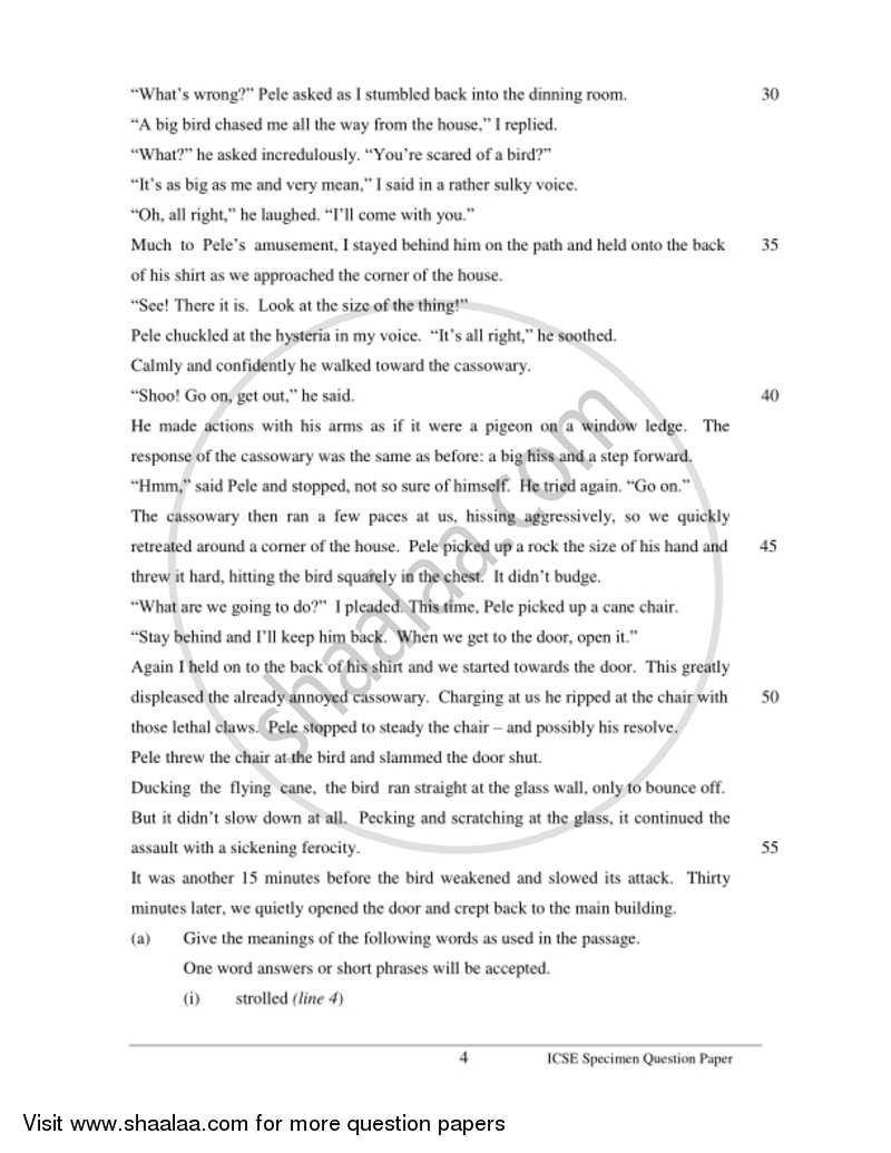 English 1 (English Language) 2016-2017 ICSE Class 10  - CISCE (Council for the Indian School Certificate Examinations) question paper with PDF download