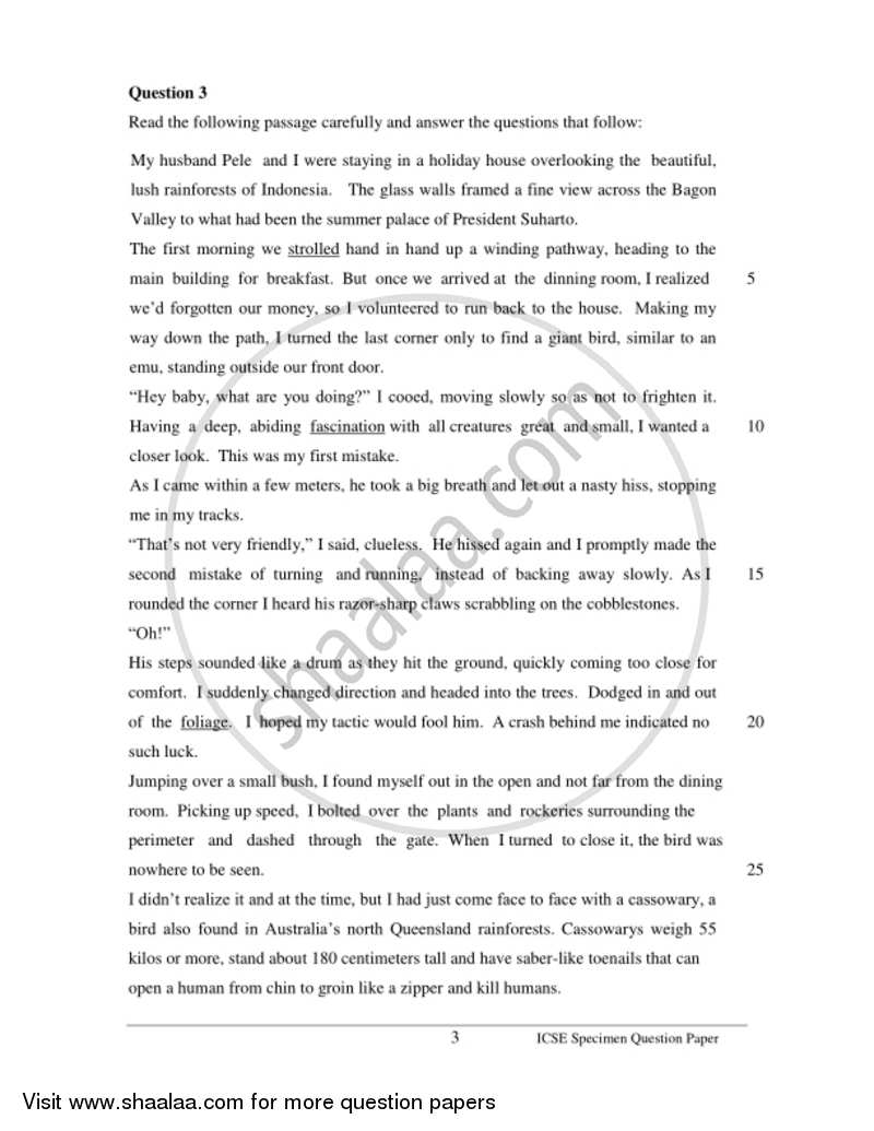 English 1 (English Language) 2016-2017 ICSE Class 10  - CISCE (Council for the Indian School Certificate Examinations) question paper with PDF download