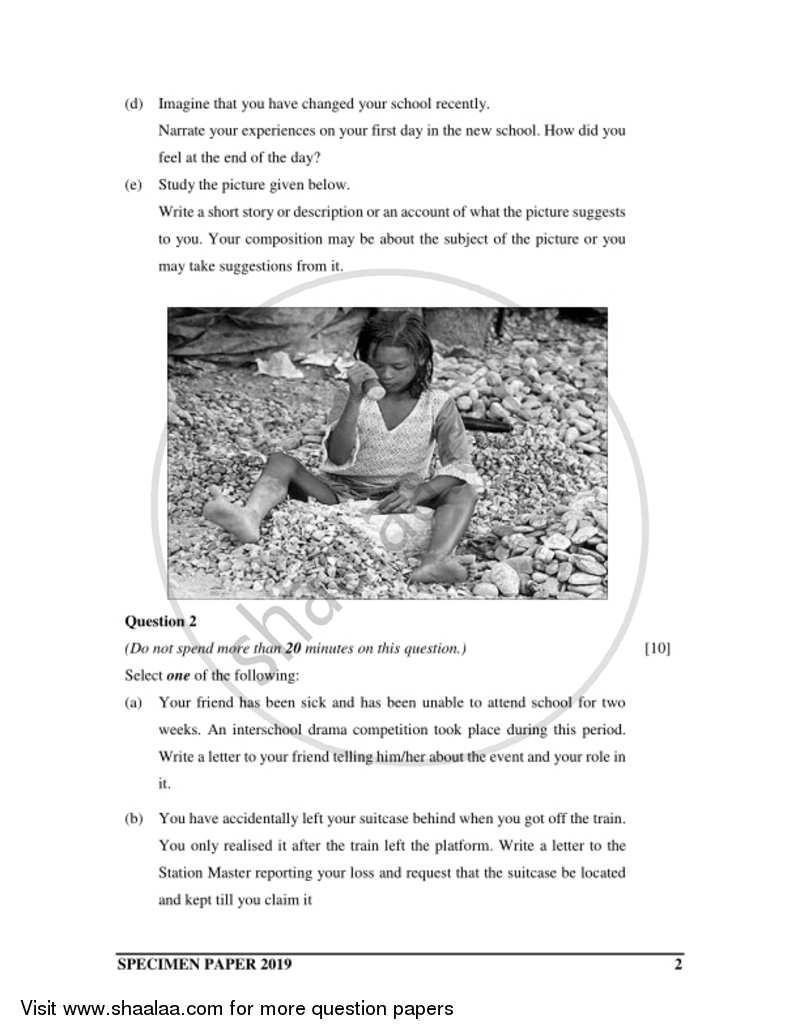 English 1 (English Language) 2018-2019 ICSE Class 10  - CISCE (Council for the Indian School Certificate Examinations) question paper with PDF download