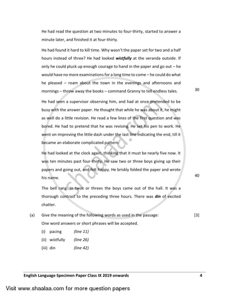 English 1 (English Language) 2018-2019 ICSE Class 9 - CISCE (Council for the Indian School Certificate Examinations) question paper with PDF download