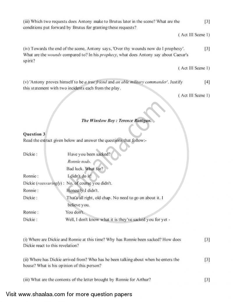 English 2 (Literature in English) 2005-2006 ICSE Class 10  - CISCE (Council for the Indian School Certificate Examinations) question paper with PDF download