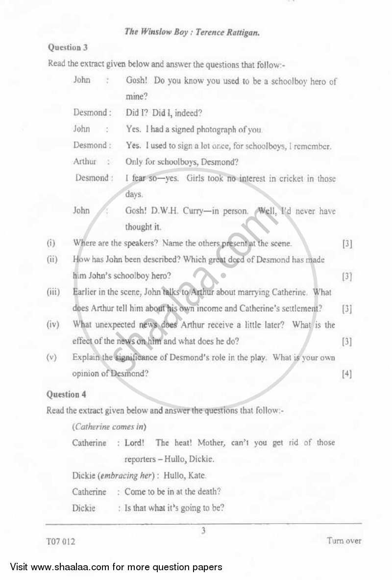English 2 (Literature in English) 2006-2007 ICSE Class 10  - CISCE (Council for the Indian School Certificate Examinations) question paper with PDF download