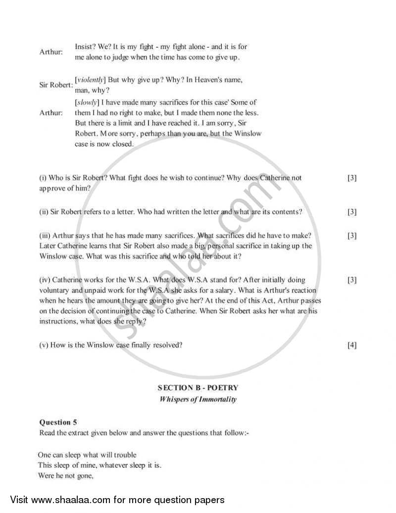 English 2 (Literature in English) 2007-2008 ICSE Class 10  - CISCE (Council for the Indian School Certificate Examinations) question paper with PDF download