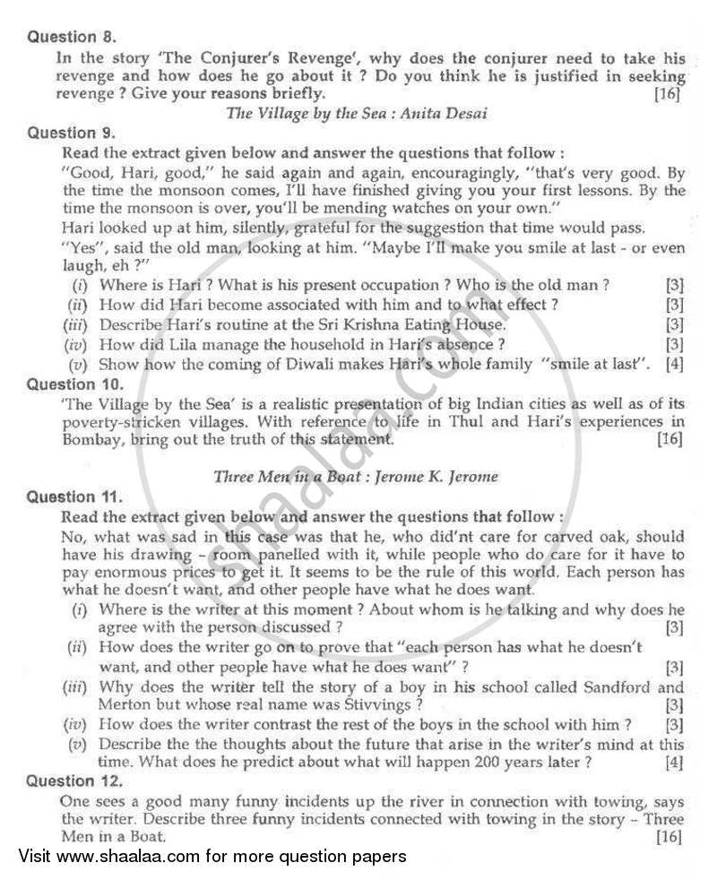 English 2 (Literature in English) 2008-2009 ICSE Class 10  - CISCE (Council for the Indian School Certificate Examinations) question paper with PDF download